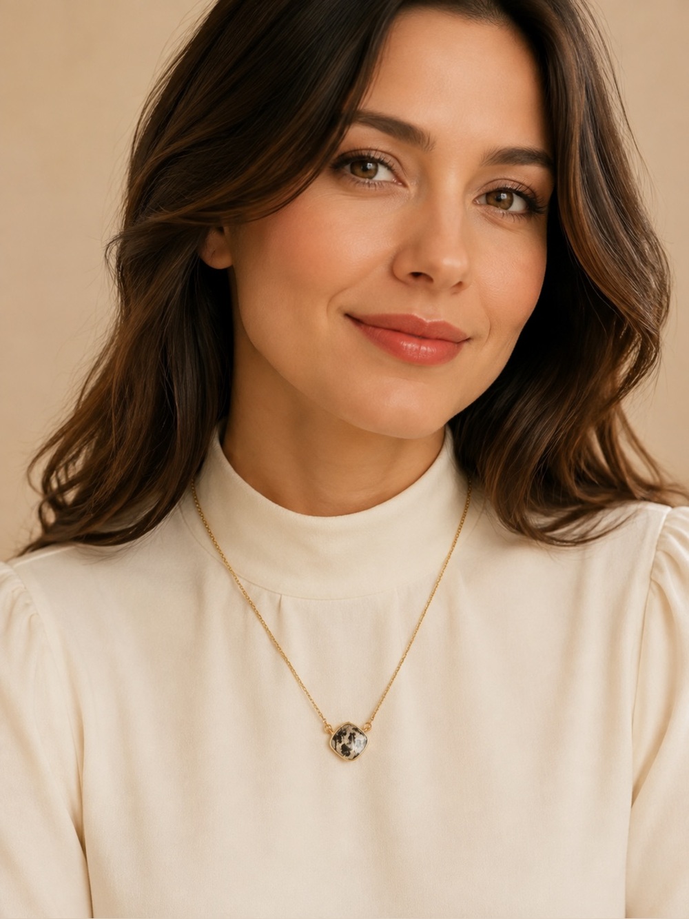 Clover Necklace with Clear Stone Pendant